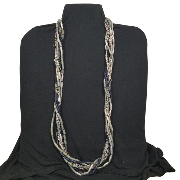 Chico's Rope & Choker Necklace 9 Strands of Beads and Chain - Picture 1 of 10